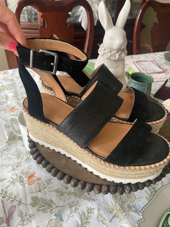 Crown Vintage Shoes - Crown Vintage Daylen Black Espadrille Platform Sandals Size 7M